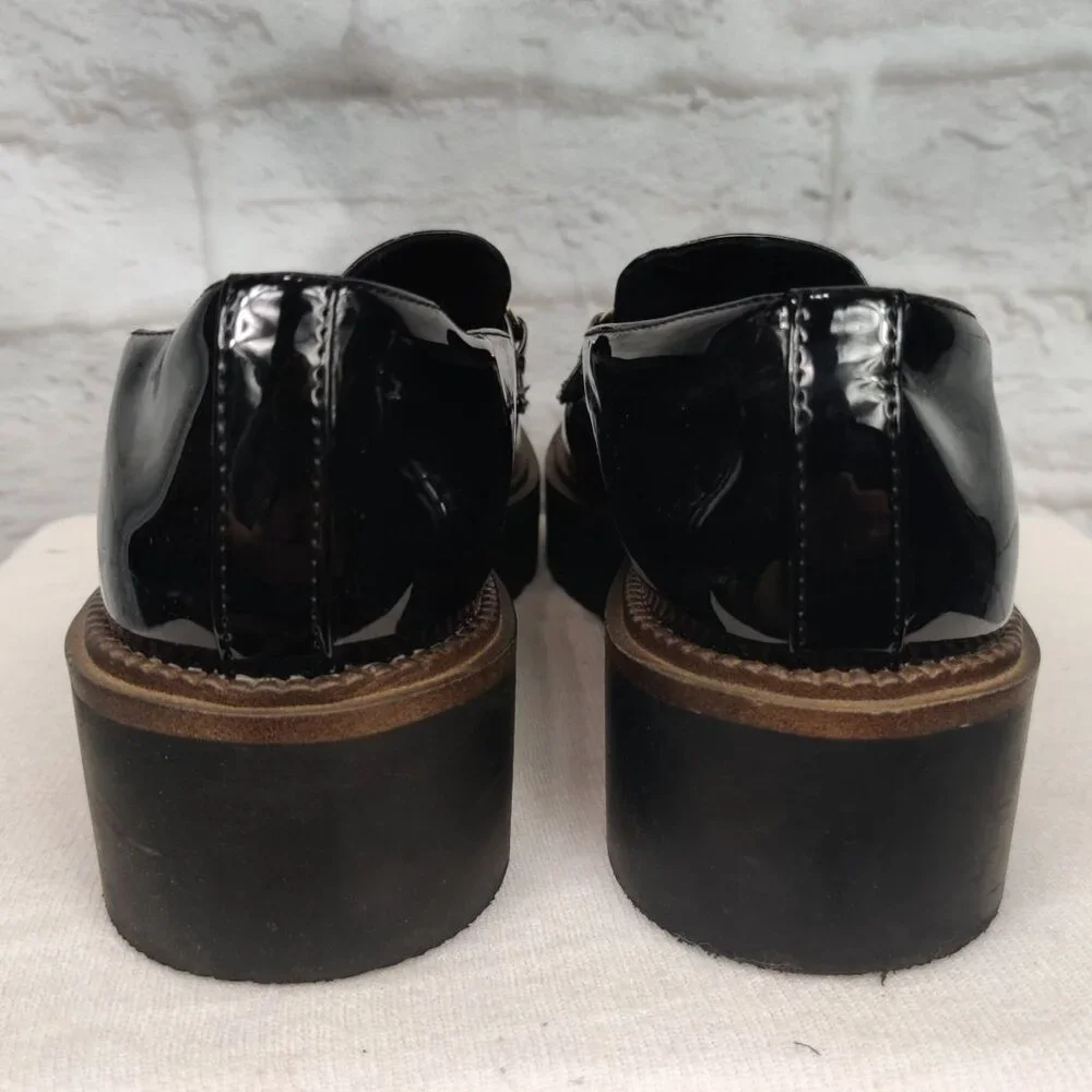 Giani Bernini Womens Loafers Mayaa Patent Leather Chunky Platform Black Size 10